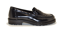 MOCASSINO IN PELLE ABRASIV LUXOR NERO CON BORCHIE